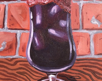 Purple Cocktail - Original Painting - Acrylic on 4"x6" Cradled Wood Panel