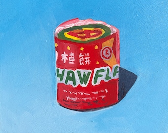 Haw Flakes Original Acrylic Painting - 4" x 4" Cradled Wood Panel