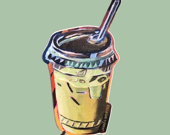 Matcha Latte Painting Art Sticker