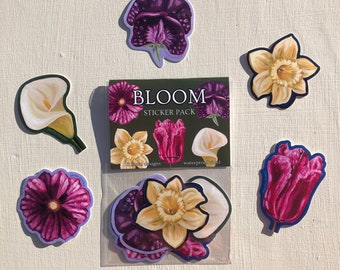 Bloom Flower Floral Spring Sticker Pack - 5 Stickers 2.5-3"