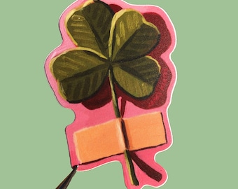 Taped Clover Vinyl Sticker