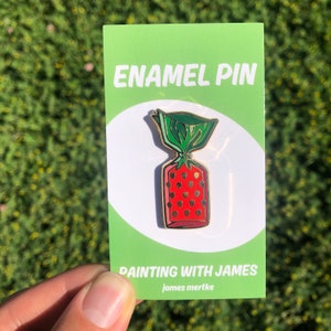 Strawberry Candy Hard Enamel Pin Nostalgic
