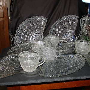 Fenton Crystal Daisy & Button Fan Shaped Snack  or Tea Tray