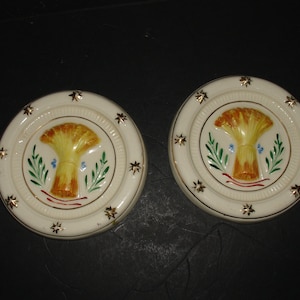 PA Dutch Potteries E. Palestine, OH Vintage Hand-painted Raised Wheat Harvest 24-K gold