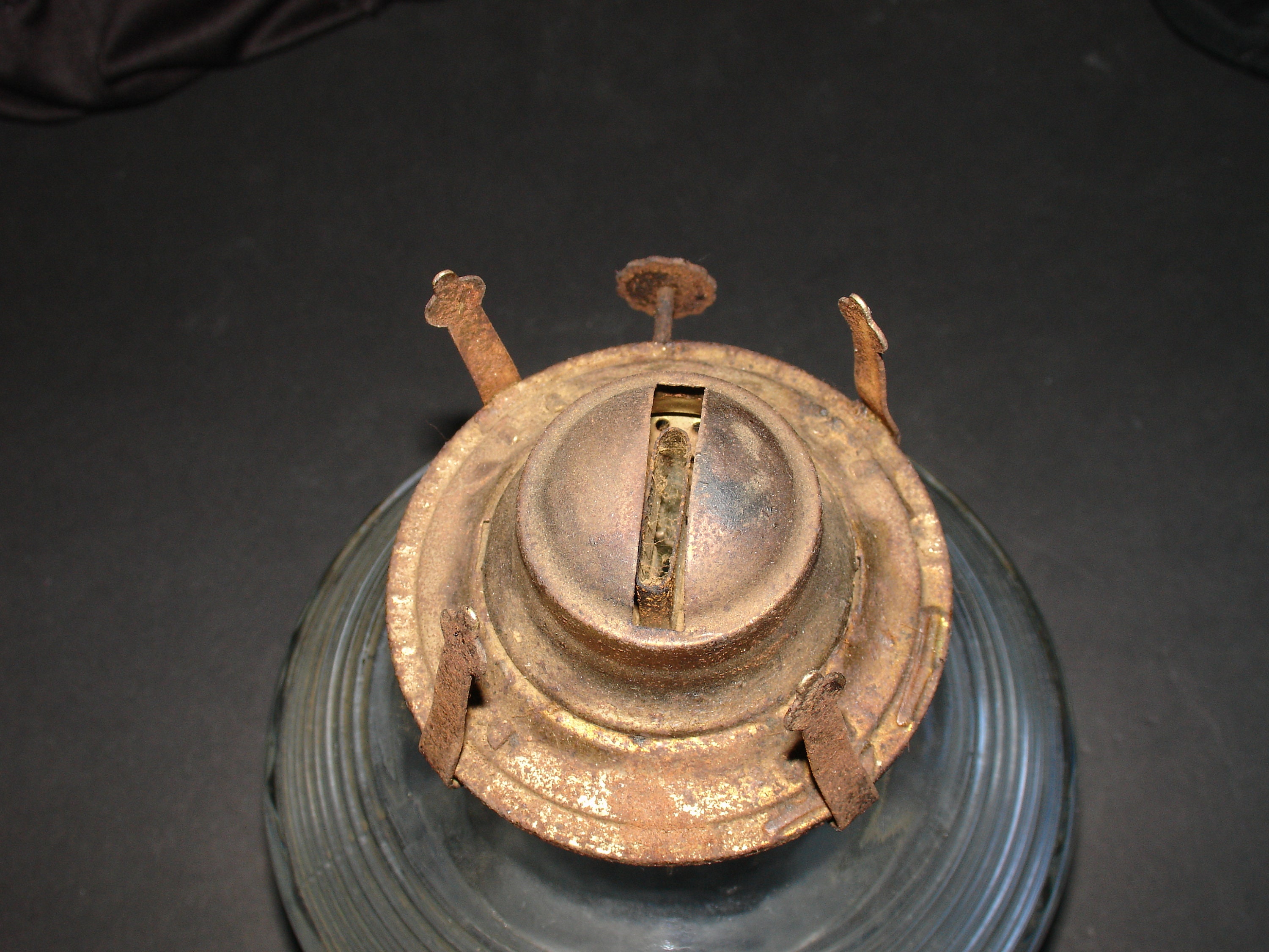 Vintage Clear Glass Kerosene Lamp Beehive Style With a Motive of