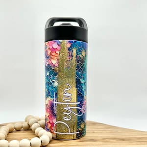 Kids Mermaid Water Bottle, 16oz Insulated Tumbler with Flip Top Lid, Spill Proof Kids Cup, Stainless Steel Cup