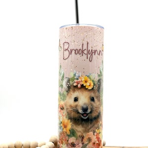 Personalized Quokka Tumbler, 20oz Stainless Steel Tumbler, Cute Skinny Tumbler, Insulated Cup with Lid and Straw, Gift for Friend
