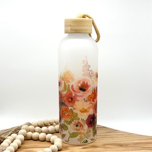 Simply Blessed Glass Water Bottle with Bamboo Lid