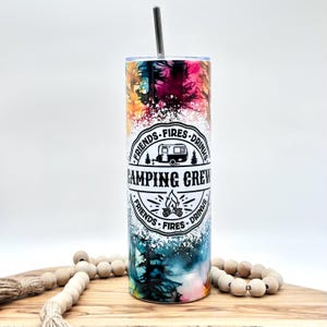 Camp Life Tumbler 20oz, Skinny Insulated Stainless Steel Cup with Lid and Straw