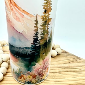 Personalized Glass Water Bottle, 25oz Frosted Glass Tumbler, Mountain Wildflower Gift for Friend, Drinkware with Bamboo Lid, Mt Rainier WA image 9