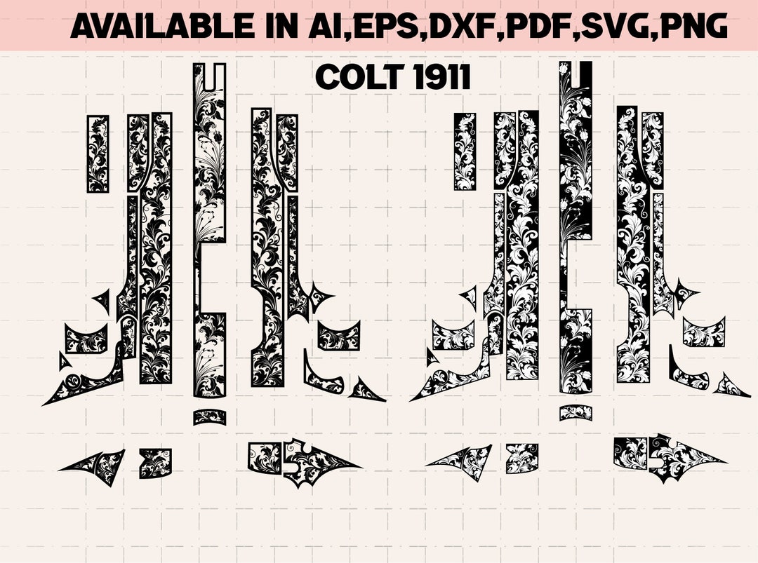 Colt 1911 Engraving Design / Colt 1911/ SVG/DXF/ SVG Cut File Colt 1911 Engraving Design / Colt 1911/ SVG/DXF/ SVG Cut File