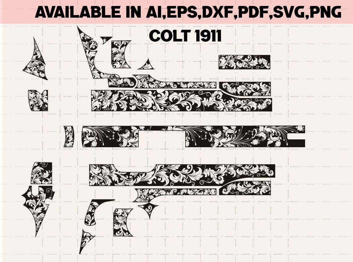 Colt 1911 Engraving Design / Colt 1911/ SVG/DXF/ SVG Cut File Colt 1911 Engraving Design / Colt 1911/ SVG/DXF/ SVG Cut File