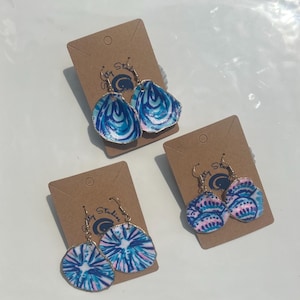 Oyster shell Lilly inspired earrings dangle/ drop/ costal/boho/ nautical/ beach jewelry/ handmade earring/ shell earrings/