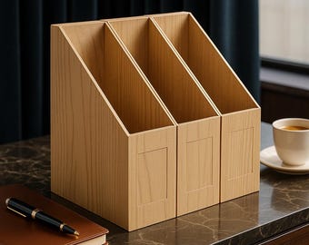 Luxury Handmade Desk Organizer, Laser Cut for Books and Magazines File Holder, Premium Storage for Office and Home Decor, Digital Files