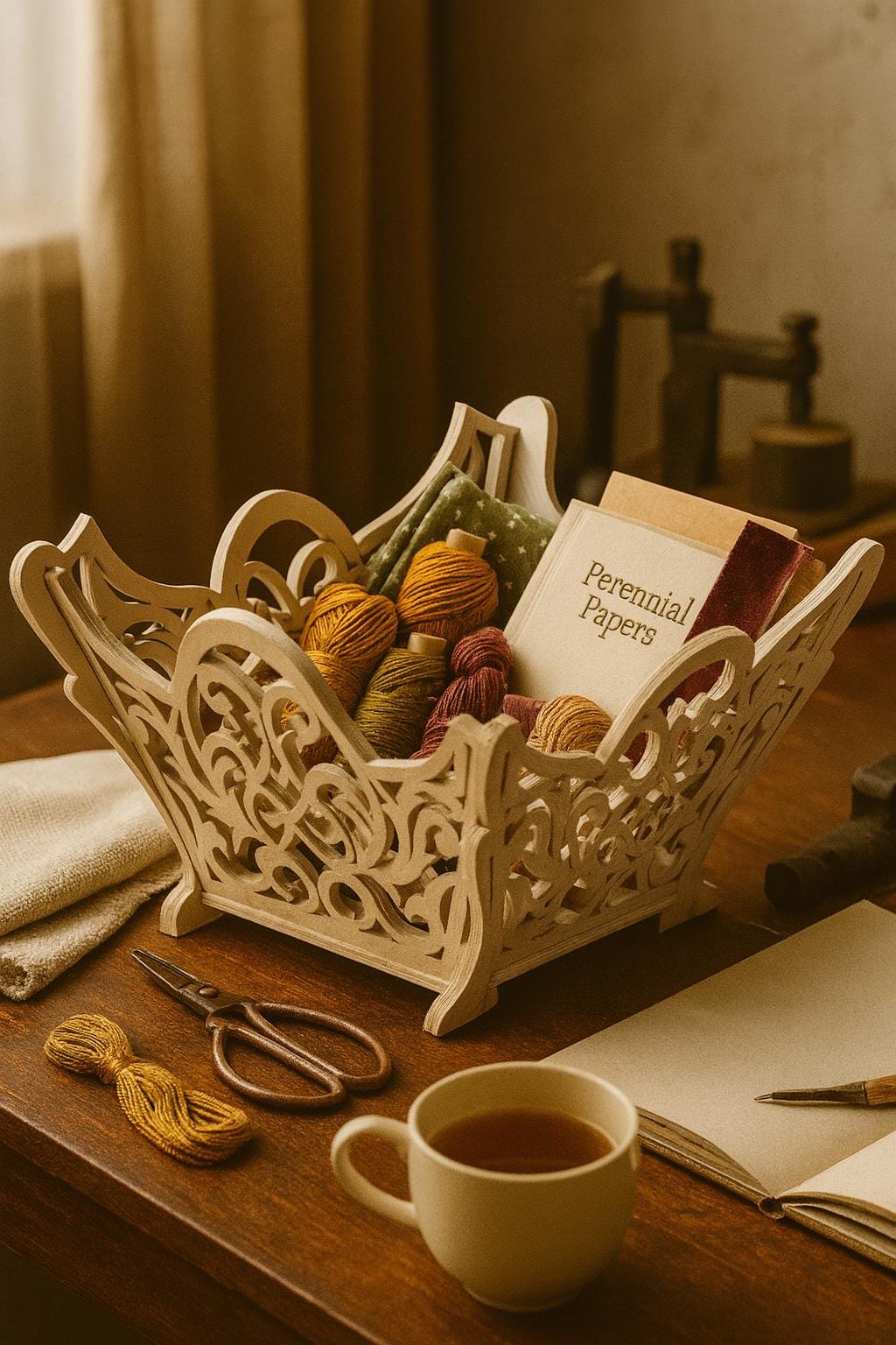 Luxury Laser Cut Wooden Basket – Elegant Decorative Storage for Home, Spa or Gifts, Fruit Basket, Kitchen Wood Decor, Digital Download File