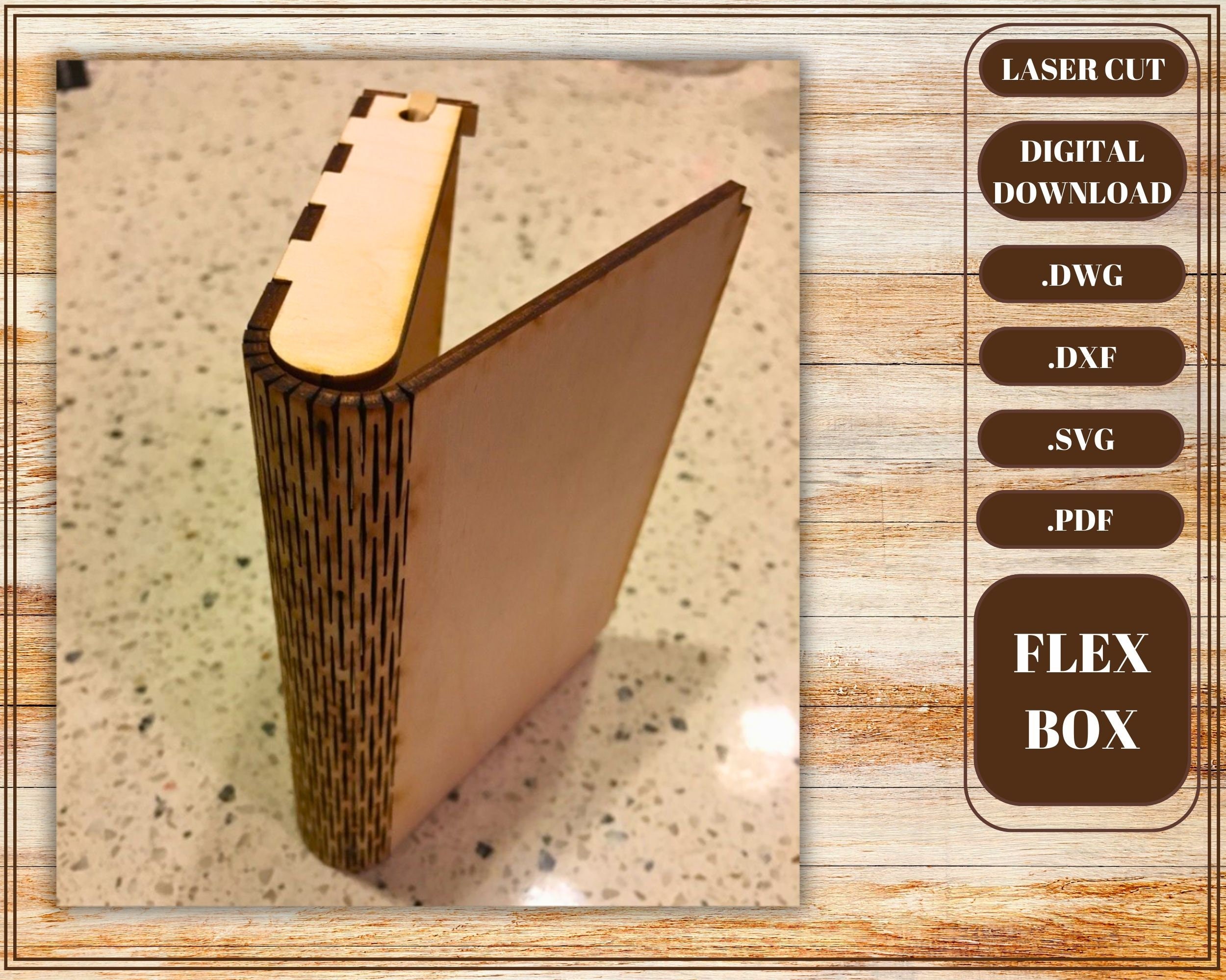 Book Box, Laser Cut Book Box, Laser Cut Flex Box, Flexible Box, Wooden
