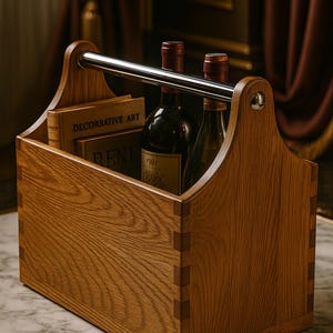 Luxury Laser Cut Wooden Tool Crate – Elegant Organizer Tote for Tools, Spa, Coffee or Wine | Portable Caddy | Digital Download File