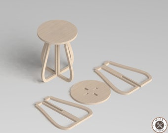 Taburete de madera Circle CNC: planos de muebles cortados con láser, taburetes de abedul cortados con láser, taburete de madera, taburetes de decoración del hogar, mesa de centro, diseños aptos para niños