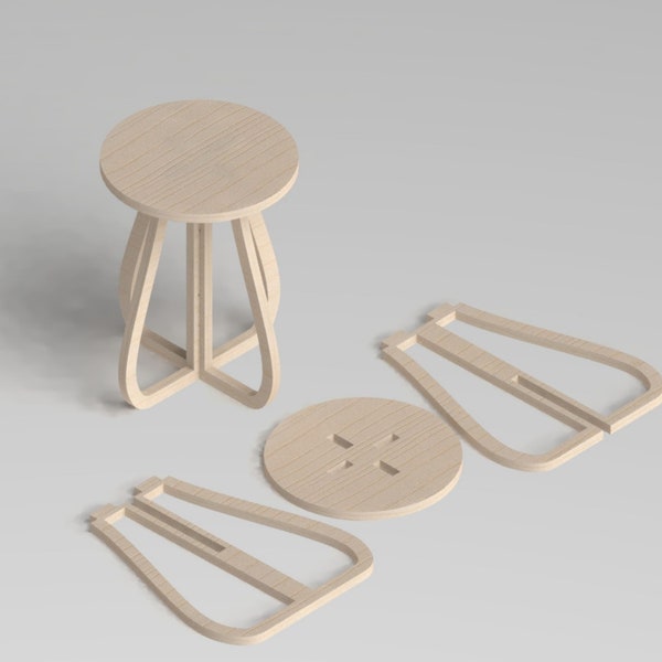 Circle CNC Wood Stool: Laser Cut Furniture Plans,Laser Cut Birch Stools, Wooden Stool,Home Decor Stools, Coffee Table,Kid-friendly Designs