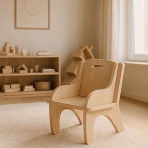Handcrafted Wooden Kids Chair, Montessori Style Toddler Seat for Playroom, Wooden Baby Chair, Nursery & Learning Spaces, Digital Download