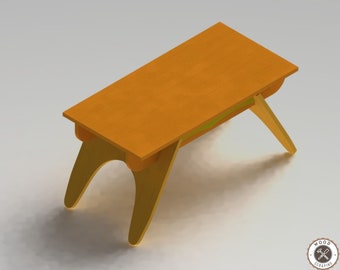 Archivos de mesa CNC: mesa de centro moderna de madera contrachapada, planos de muebles CNC de estilo nórdico, planos de muebles CNC para jardín y archivos digitales