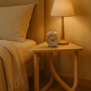 Triangle Wood Stool, Elegant Curved Birch Wood Stool, Premium Laser Cut Side Table, Wooden Corner Stool, Wooden Guest Stool, Digital Files