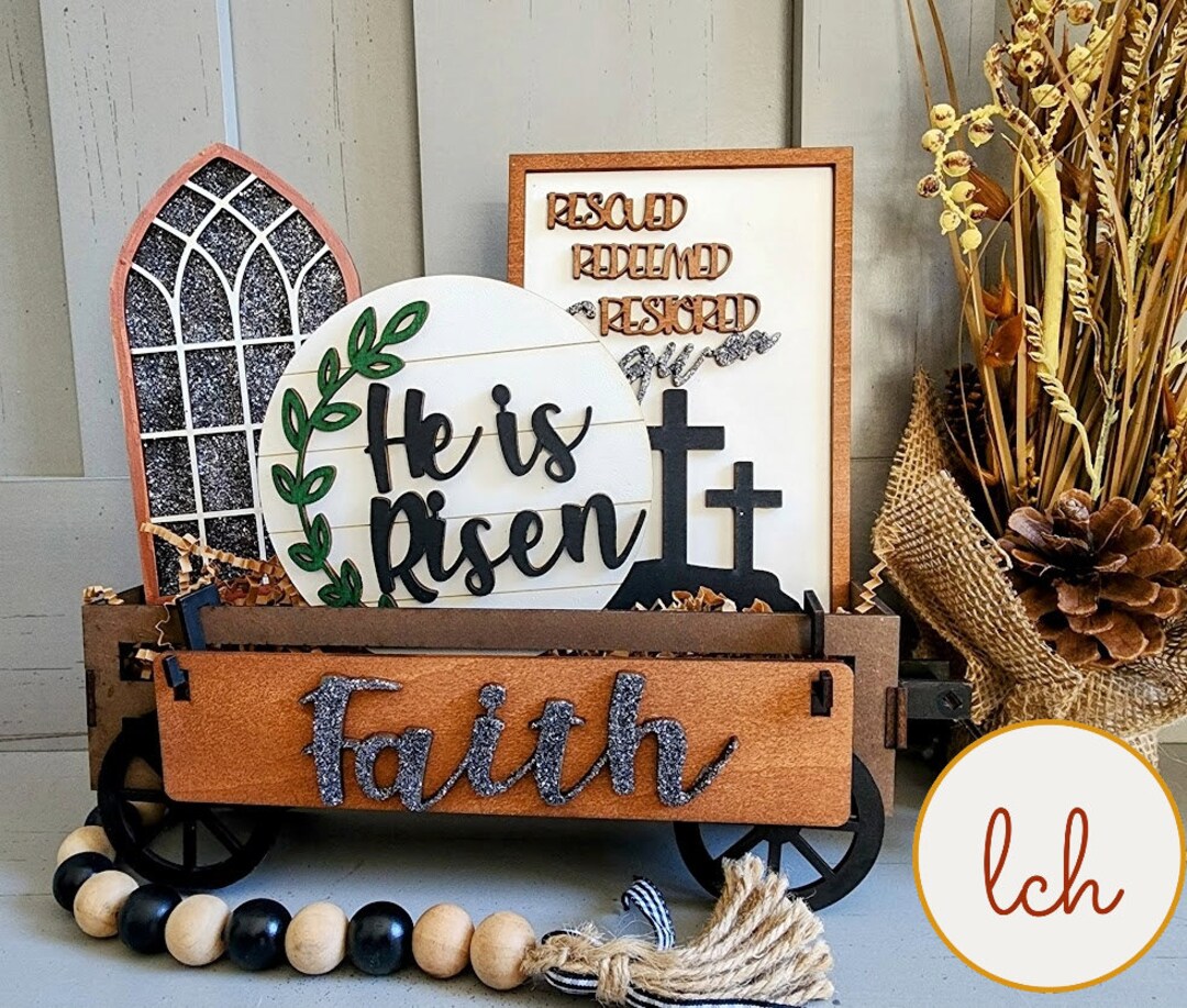 He is Risen Easter Interchangeable Shelf Sitter Inserts - Handcrafted ...