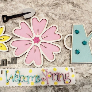 Welcome Spring Insert Welcome Spring in Style! Wooden Laser-cut Interchangeable Shelf Sitter ...