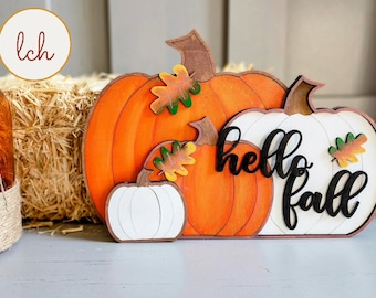Charming Hand-Painted Pumpkin Shelf Sitters: Fall's Finest Wooden Decor