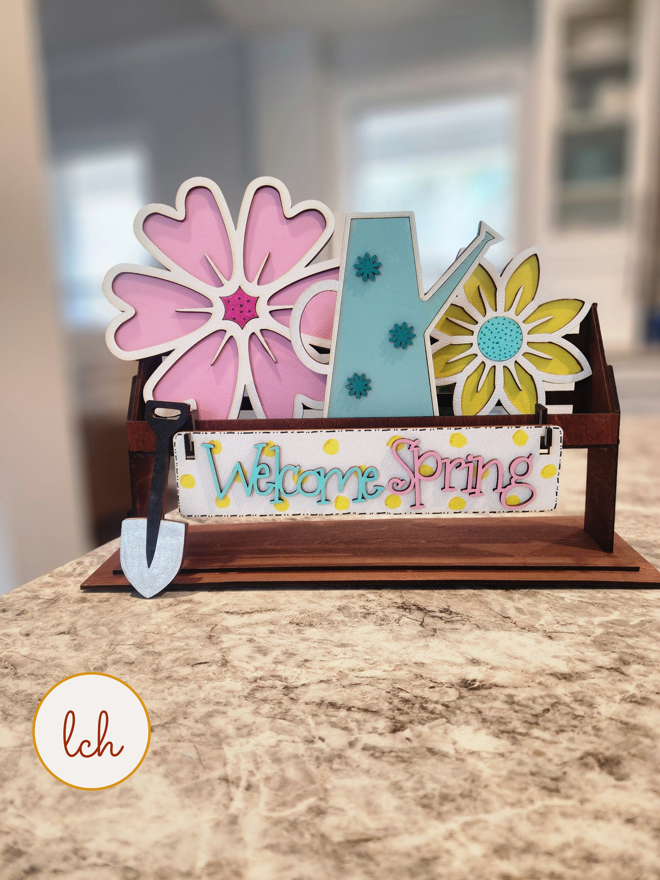 Welcome Spring Insert Welcome Spring in Style! Wooden Laser-cut Interchangeable Shelf Sitter ...