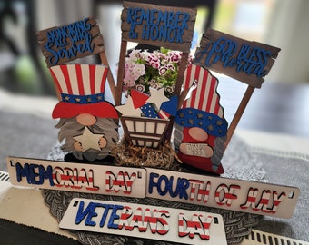 USA Pride: Handcrafted Patriotic Shelf Sitter Insert for Holidays (Insert Only)