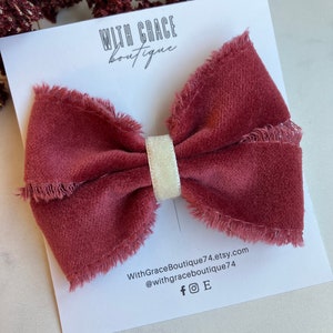 Marsala Velvet Hair Bow Clip, Fabric Hair Bows, Girls Hair Bow, Little Girl Hair Accessories, Hairbow with Alligator Clip