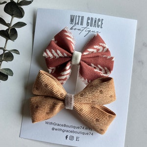 Girls hairbow set; Girls bow clips; Nylon baby headbands; Baby headband bows; Fall hair bows; toddler bows; Boho kids bows
