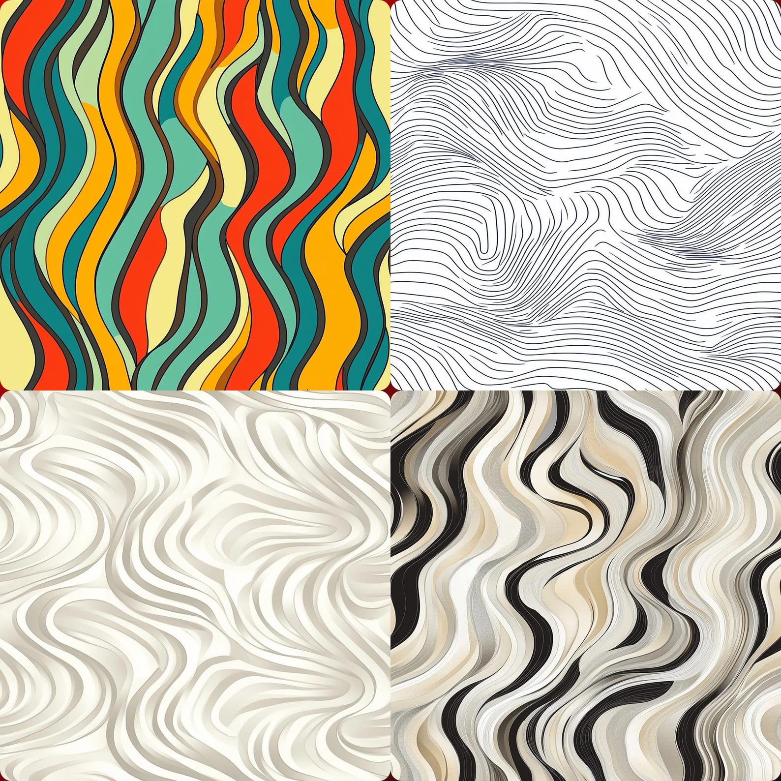 Wavy Line Pattern Digital Paper: Abstract Flowing Backgrounds (JPEG) - Etsy