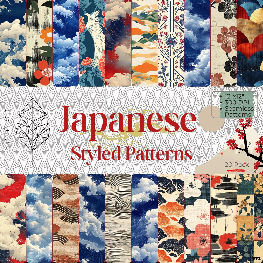 Interlocking Bricks Japanese Pattern Japanese Woodblock Seamless Pattern Traditional Ukiyo-e Waves Digital ...