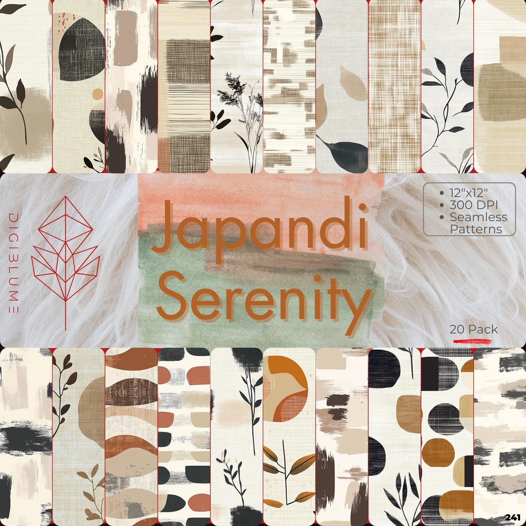 Japandi Serenity Seamless Pattern Minimalist Zen Digital Backgrounds ...