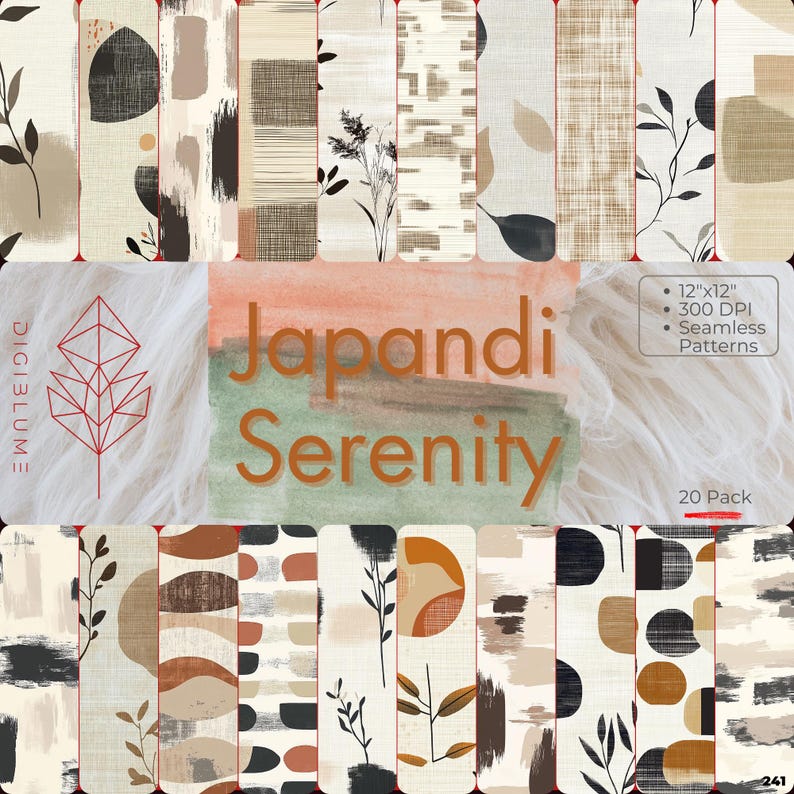 Japadi Pattern Japandi Serenity Seamless Pattern Minimalist Zen Digital Backgrounds ...