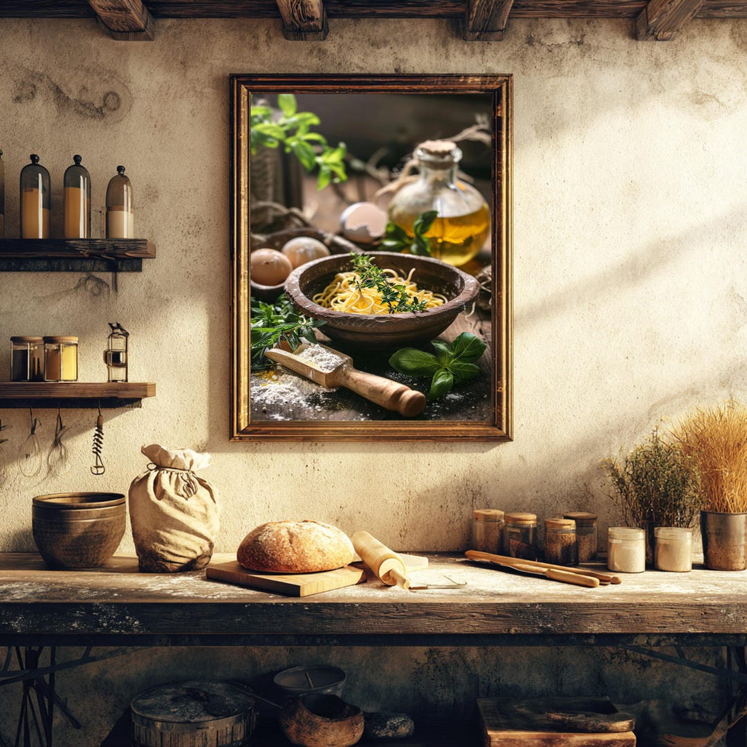 italian kitchen wall decor | kitchen wall art set of... Italian Pasta Kitchen Wall Art Printable - Rustic Mediterranean Cooking ...