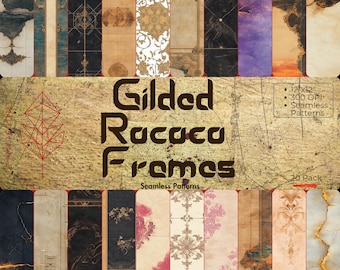 Rococo Gold Frame Seamless Pattern Baroque Luxury Digital Paper Ornate French Design