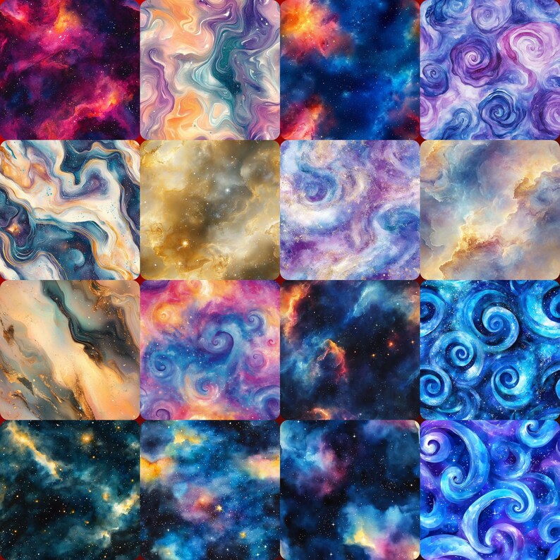 Watercolor Galaxy Seamless Patterns – Celestial Nebula Backgrounds for ...