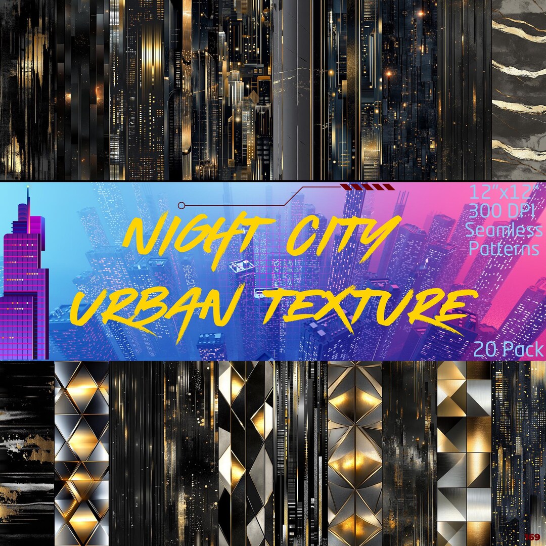 Luxury Metallic Night City Texture – Seamless Urban Glamour Pattern - Etsy