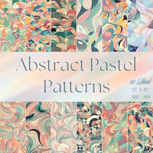 Abstract Pastel Colors Unique Digital Paper Seamless Pattern Pack – 12 Pack