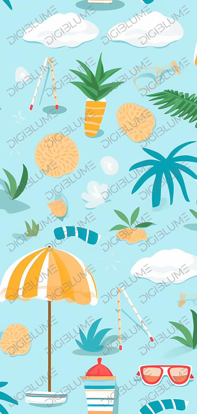 Colorful Beach Elements Seamless Pattern Fun Summer Designs for Kids ...