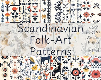 Scandinavian Folk Art Seamless Pattern for Crafts & Decor