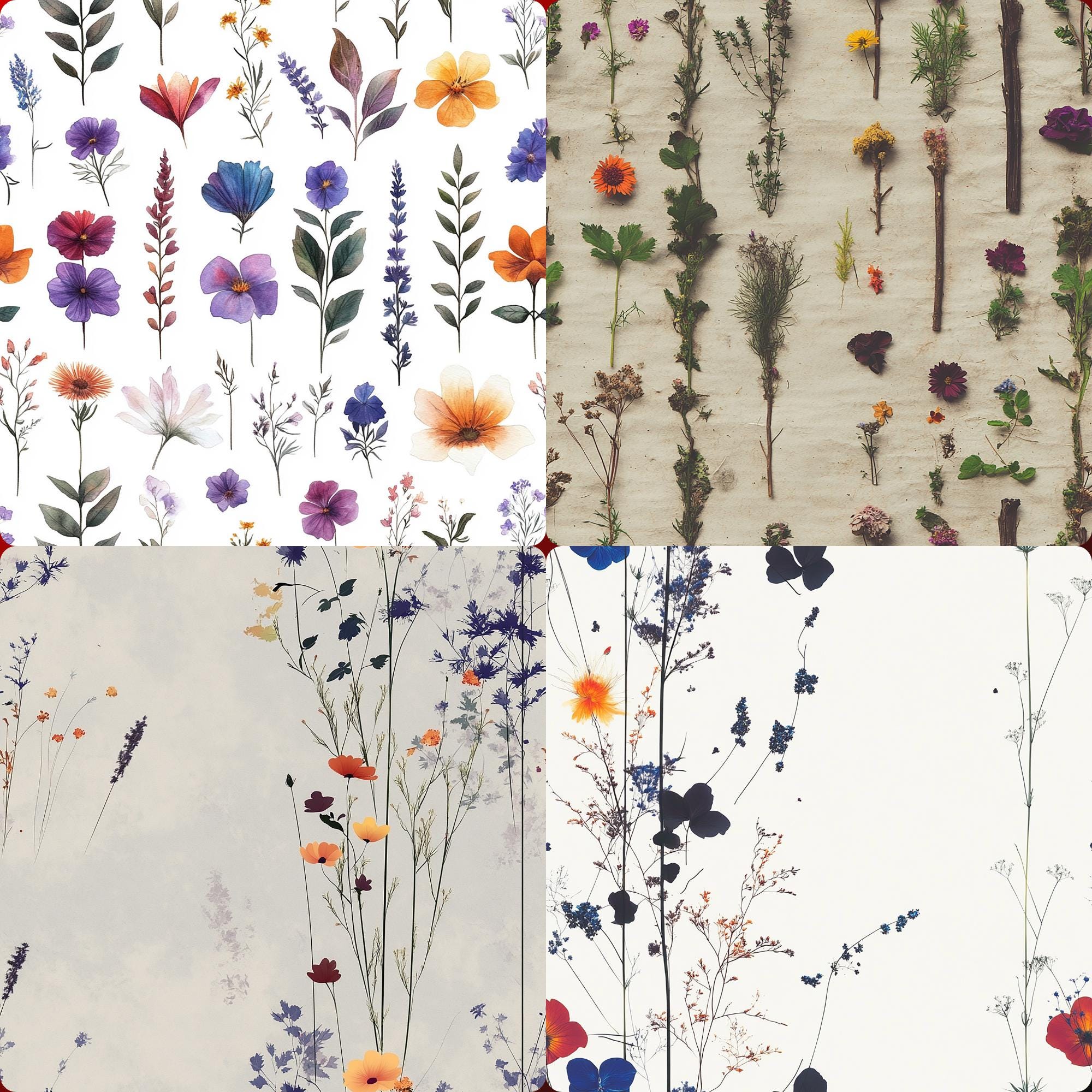 Wildflower Seamless Pattern Digital Paper Botanical Floral Background ...