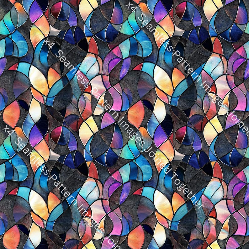 Stained Glass Patterns | Seamless Vibrant Designs | Digital ...