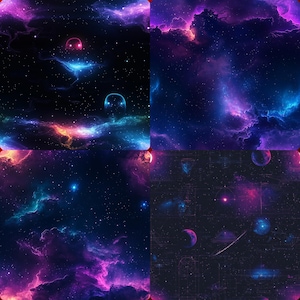 Galaxy Scrapbook Paper Bundle Seamless Starry Sky Patterns Celestial ...