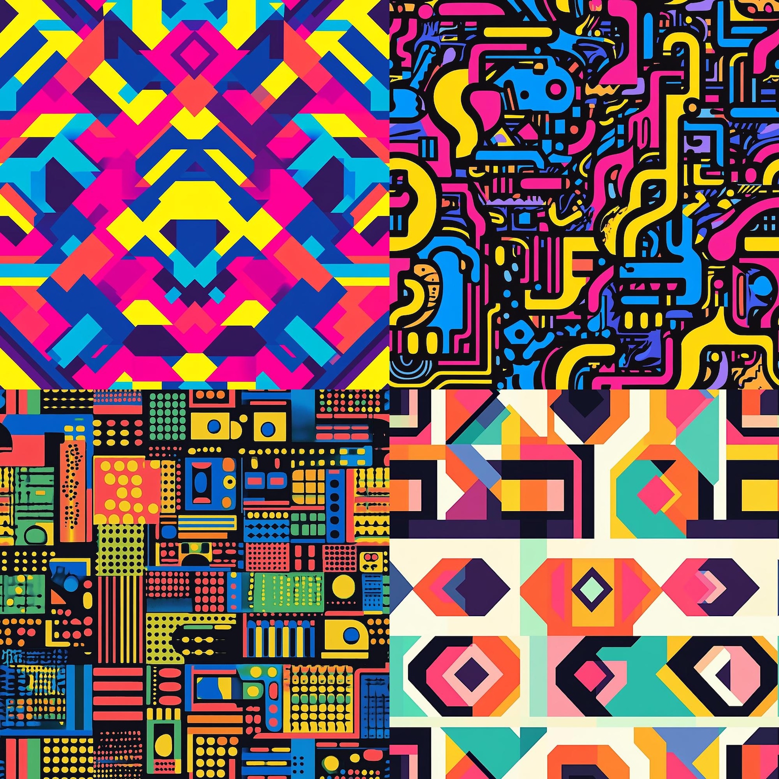 Neon Geometric 80s Retro Pattern for Decor & Crafts - Etsy