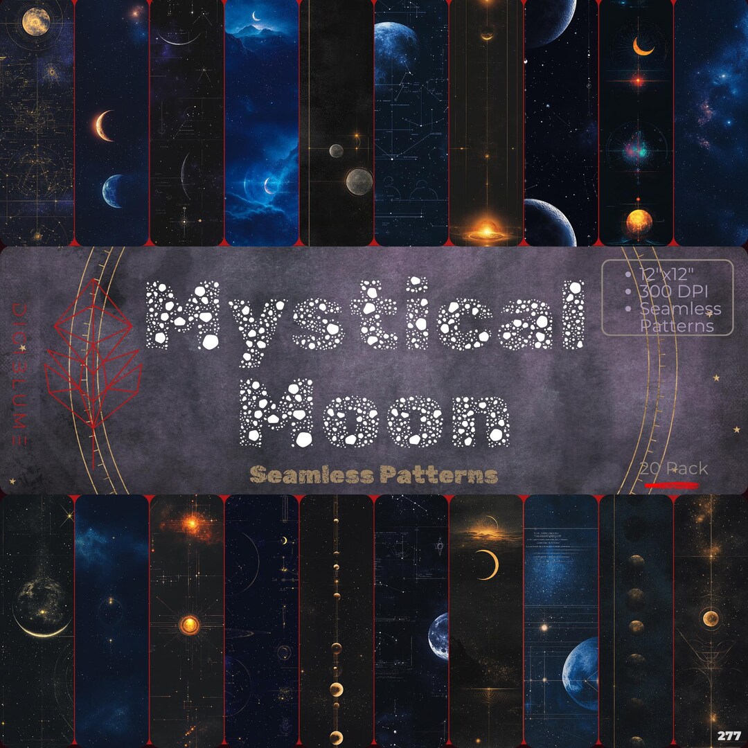 Mystical Moon Seamless Pattern Celestial Digital Paper Night Sky ...
