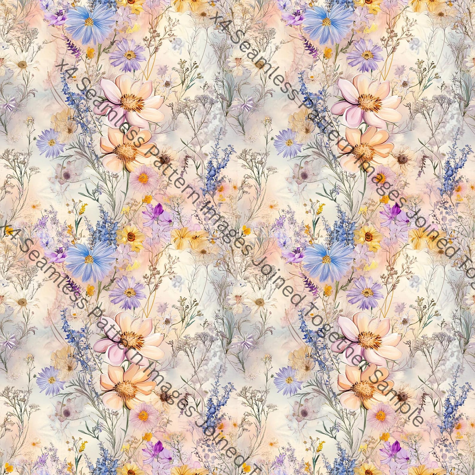 Boho Floral Seamless Digital Pattern for Crafts & Decor - Etsy